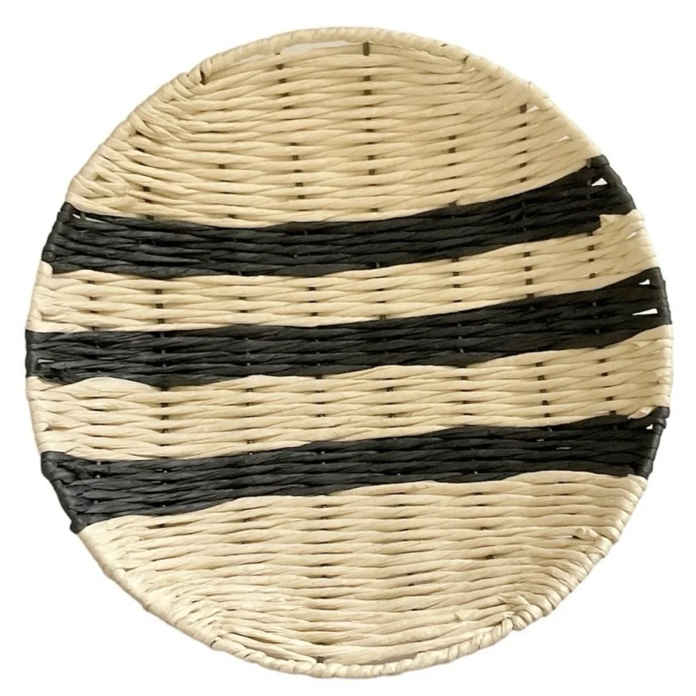 Black and Tan Decorative Woven Basket